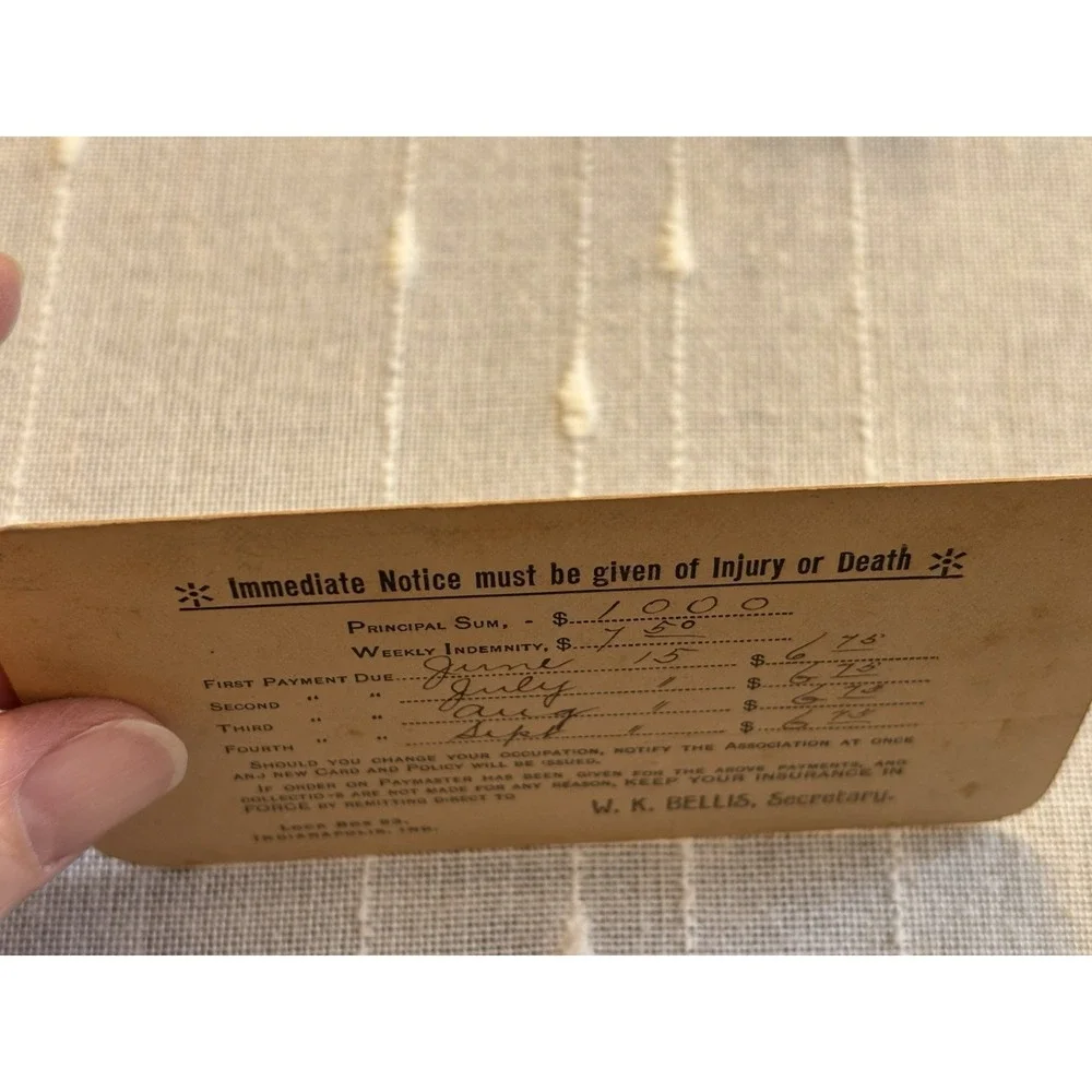 Very Cool! Antique 1894 Railway Association Document Card Railroadiana Indiana